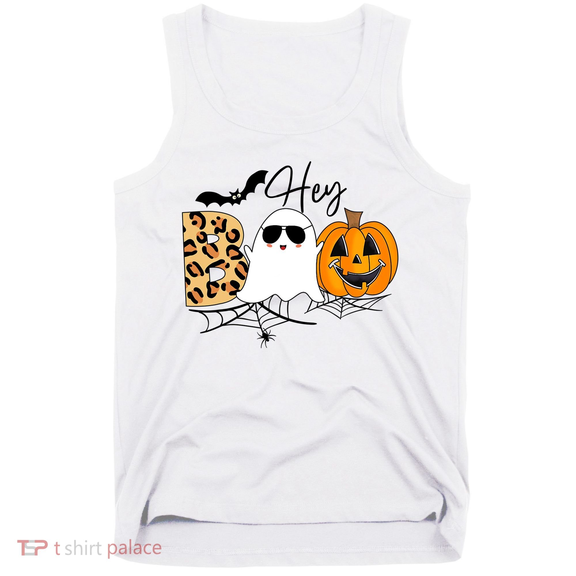 Cute Ghost Halloween Pumpkin Face Hey Boo Trendy Halloween Tank Top