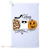 Cute Ghost Halloween Pumpkin Face Hey Boo Trendy Halloween Golf Towel thumb 0