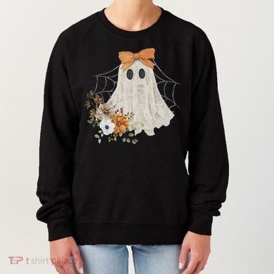 Coquette Ghost Halloween Flower Ghost Spooky Lace Ghost Women's Sweatshirt