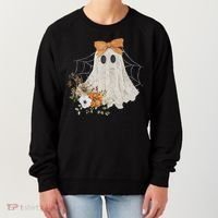 Coquette Ghost Halloween Flower Ghost Spooky Lace Ghost Women's Sweatshirt thumb 0