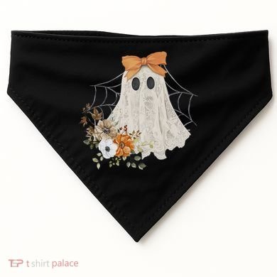 Coquette Ghost Halloween Flower Ghost Spooky Lace Ghost USA-Made Doggie Bandana