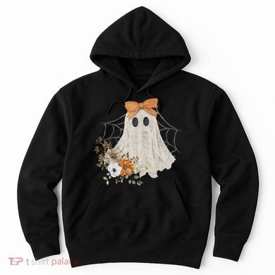 Coquette Ghost Halloween Flower Ghost Spooky Lace Ghost Hoodie