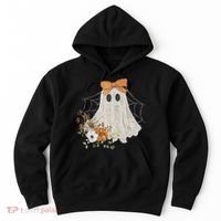 Coquette Ghost Halloween Flower Ghost Spooky Lace Ghost Hoodie thumb 0
