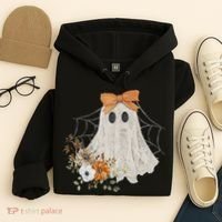 Coquette Ghost Halloween Flower Ghost Spooky Lace Ghost Hoodie thumb 4