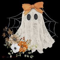 Coquette Ghost Halloween Flower Ghost Spooky Lace Ghost Hoodie thumb 7