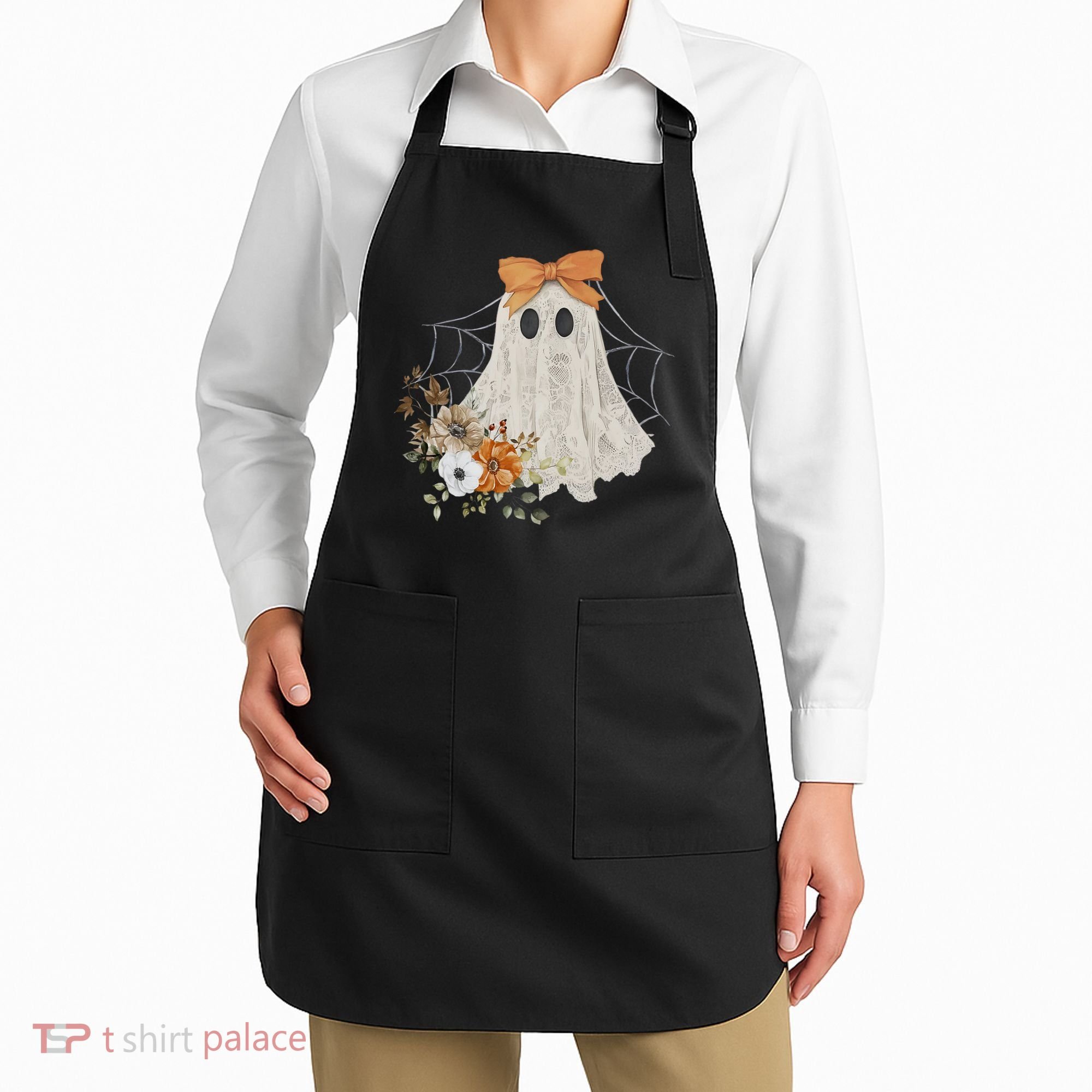 Coquette Ghost Halloween Flower Ghost Spooky Lace Ghost Apron
