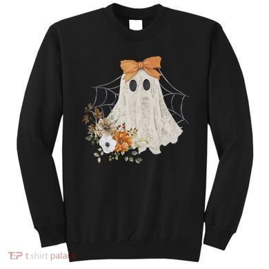 Coquette Ghost Halloween Flower Ghost Spooky Lace Ghost Sweatshirt