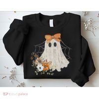 Coquette Ghost Halloween Flower Ghost Spooky Lace Ghost Sweatshirt thumb 2