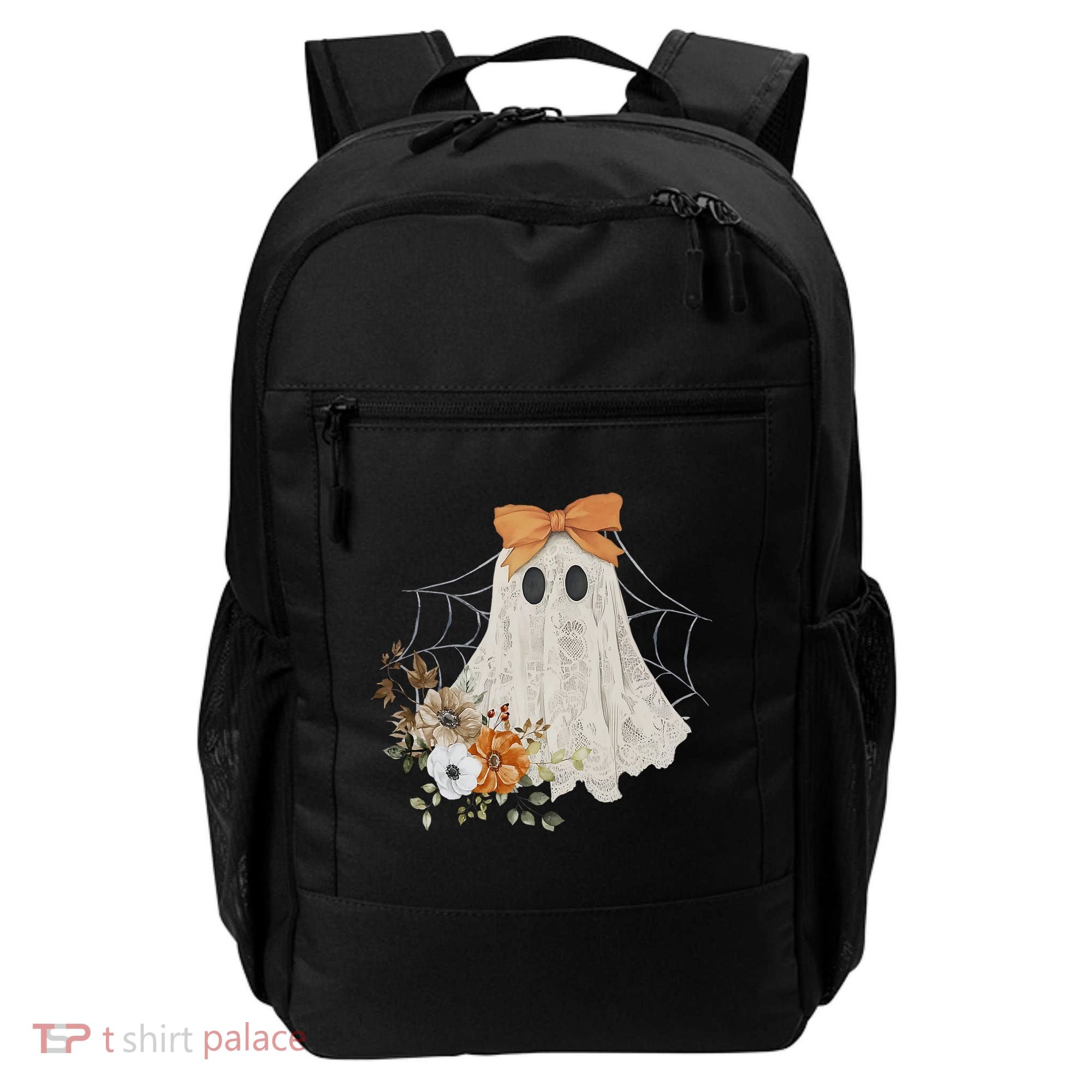 Coquette Ghost Halloween Flower Ghost Spooky Lace Ghost Backpack