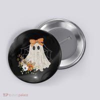 Coquette Ghost Halloween Flower Ghost Spooky Lace Ghost Button thumb 0