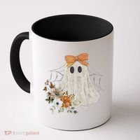 Coquette Ghost Halloween Flower Ghost Spooky Lace Ghost Coffee Mug thumb 0