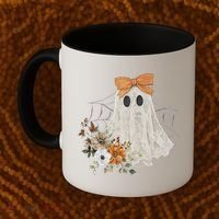 Coquette Ghost Halloween Flower Ghost Spooky Lace Ghost Coffee Mug thumb 2