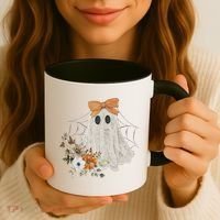 Coquette Ghost Halloween Flower Ghost Spooky Lace Ghost Coffee Mug thumb 3