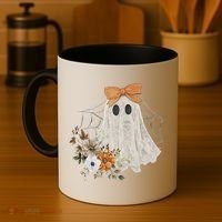 Coquette Ghost Halloween Flower Ghost Spooky Lace Ghost Coffee Mug thumb 4