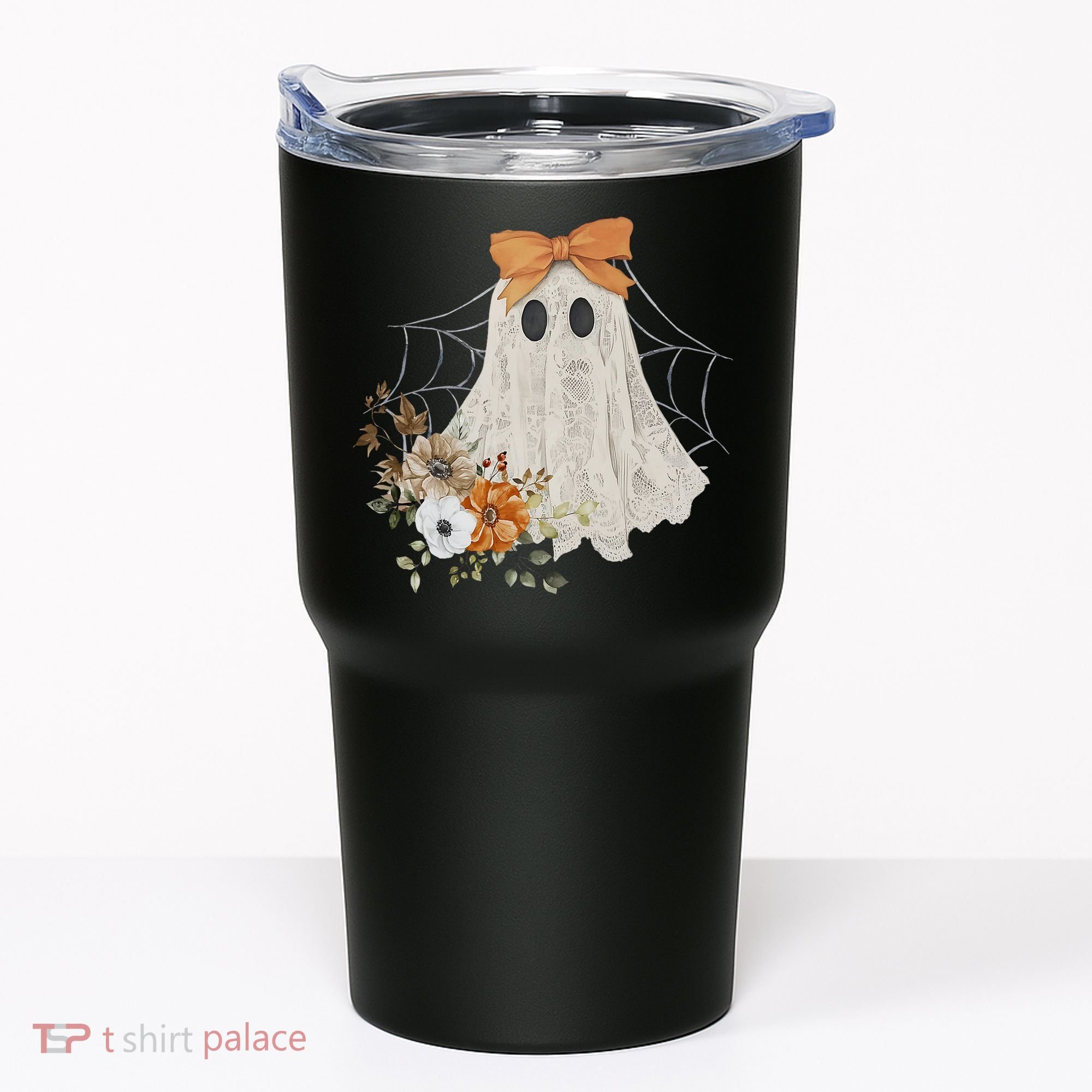 Coquette Ghost Halloween Flower Ghost Spooky Lace Ghost Tumbler