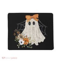 Coquette Ghost Halloween Flower Ghost Spooky Lace Ghost Mousepad thumb 0