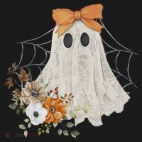 Coquette Ghost Halloween Flower Ghost Spooky Lace Ghost Mousepad thumb 1