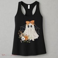 Coquette Ghost Halloween Flower Ghost Spooky Lace Ghost Women's Tank Top thumb 3