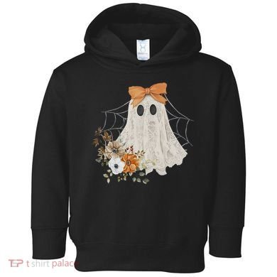 Coquette Ghost Halloween Flower Ghost Spooky Lace Ghost Toddler Hoodie