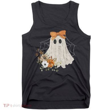 Coquette Ghost Halloween Flower Ghost Spooky Lace Ghost Tank Top