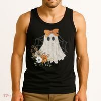 Coquette Ghost Halloween Flower Ghost Spooky Lace Ghost Tank Top thumb 3