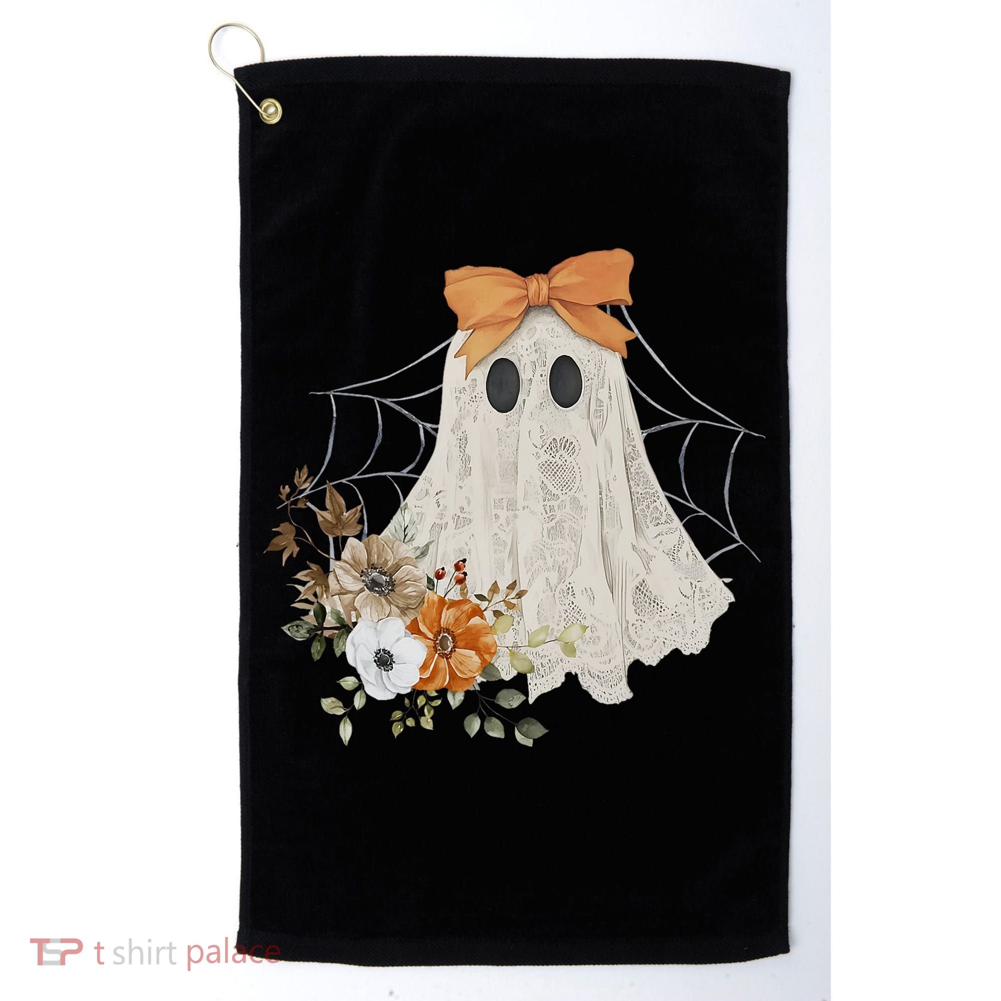 Coquette Ghost Halloween Flower Ghost Spooky Lace Ghost Golf Towel
