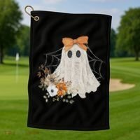 Coquette Ghost Halloween Flower Ghost Spooky Lace Ghost Golf Towel thumb 1