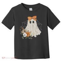 Coquette Ghost Halloween Flower Ghost Spooky Lace Ghost Toddler T-Shirt thumb 0