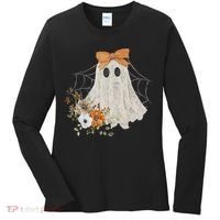 Coquette Ghost Halloween Flower Ghost Spooky Lace Ghost Women's Long Sleeve Shirt thumb 0