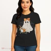 Coquette Ghost Halloween Flower Ghost Spooky Lace Ghost Women's T-Shirt thumb 4