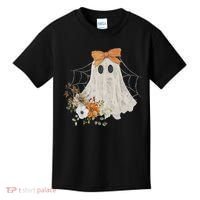 Coquette Ghost Halloween Flower Ghost Spooky Lace Ghost Kids T-Shirt thumb 0