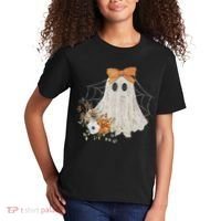 Coquette Ghost Halloween Flower Ghost Spooky Lace Ghost Kids T-Shirt thumb 2