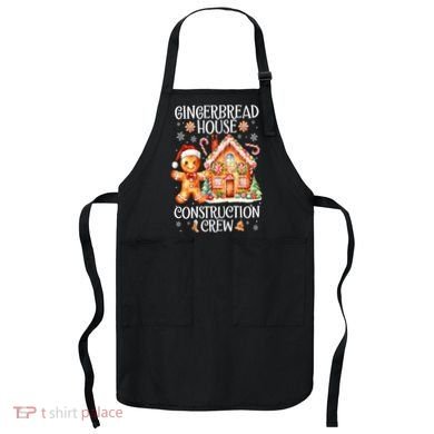 Christmas Gingerbread House Construction Xmas Crew Cookie Baking Gift Apron