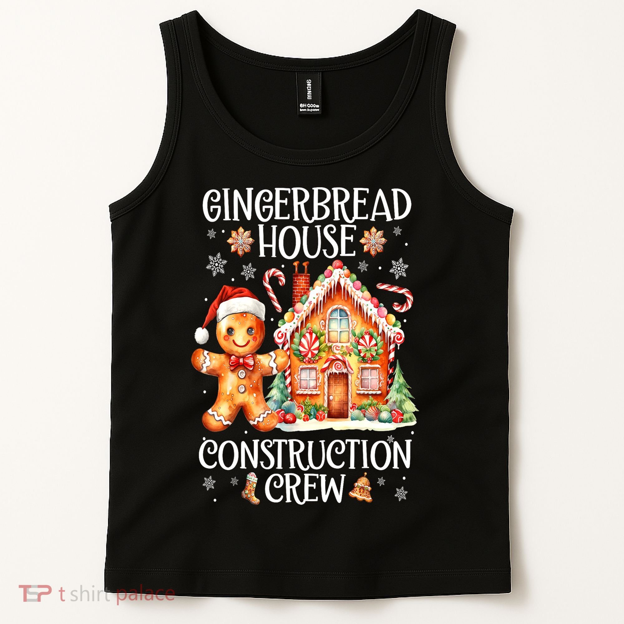 Christmas Gingerbread House Construction Xmas Crew Cookie Baking Gift Tank Top