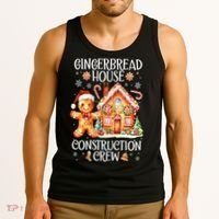 Christmas Gingerbread House Construction Xmas Crew Cookie Baking Gift Tank Top thumb 3