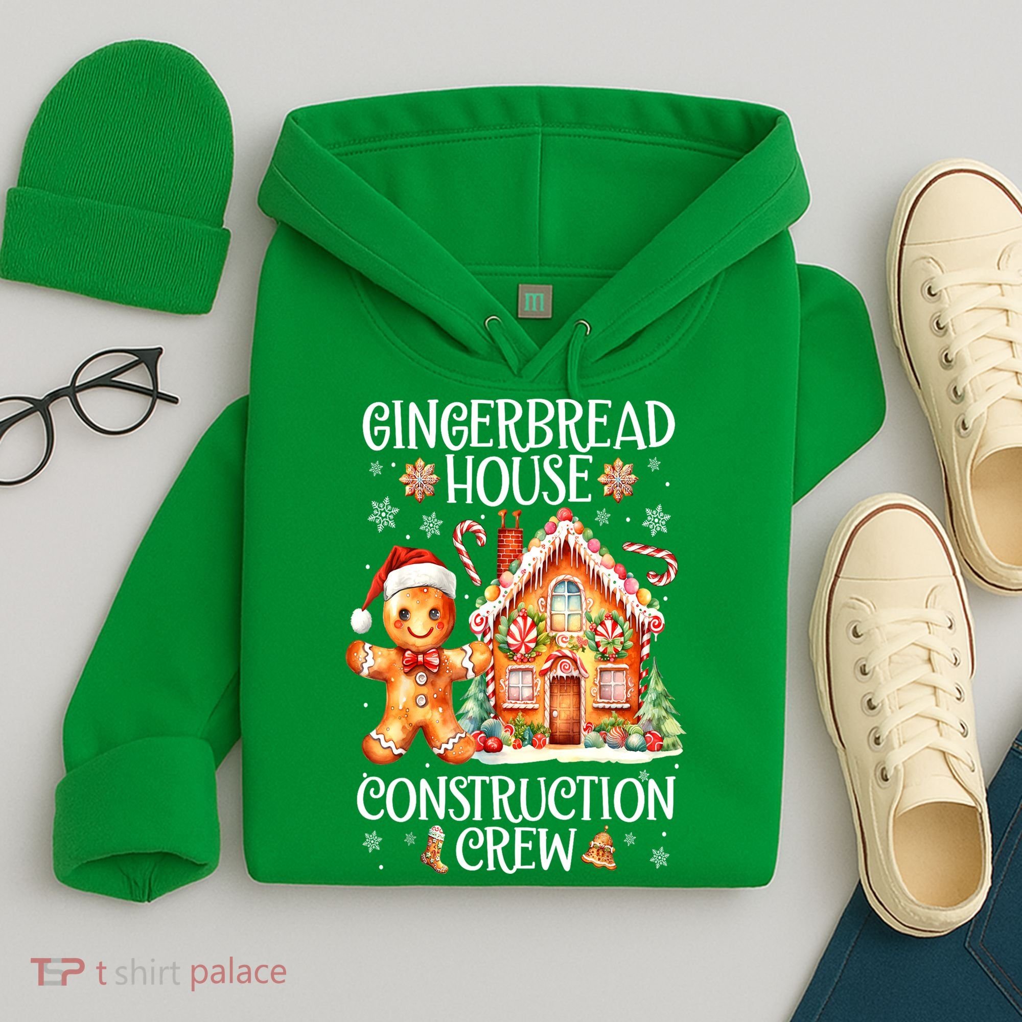 Christmas Gingerbread House Construction Xmas Crew Cookie Baking Gift Hoodie