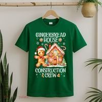 Christmas Gingerbread House Construction Xmas Crew Cookie Baking Gift T-Shirt thumb 2
