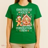 Christmas Gingerbread House Construction Xmas Crew Cookie Baking Gift T-Shirt thumb 4