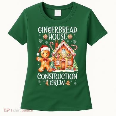 Christmas Gingerbread House Construction Xmas Crew Cookie Baking Gift Women's T-Shirt