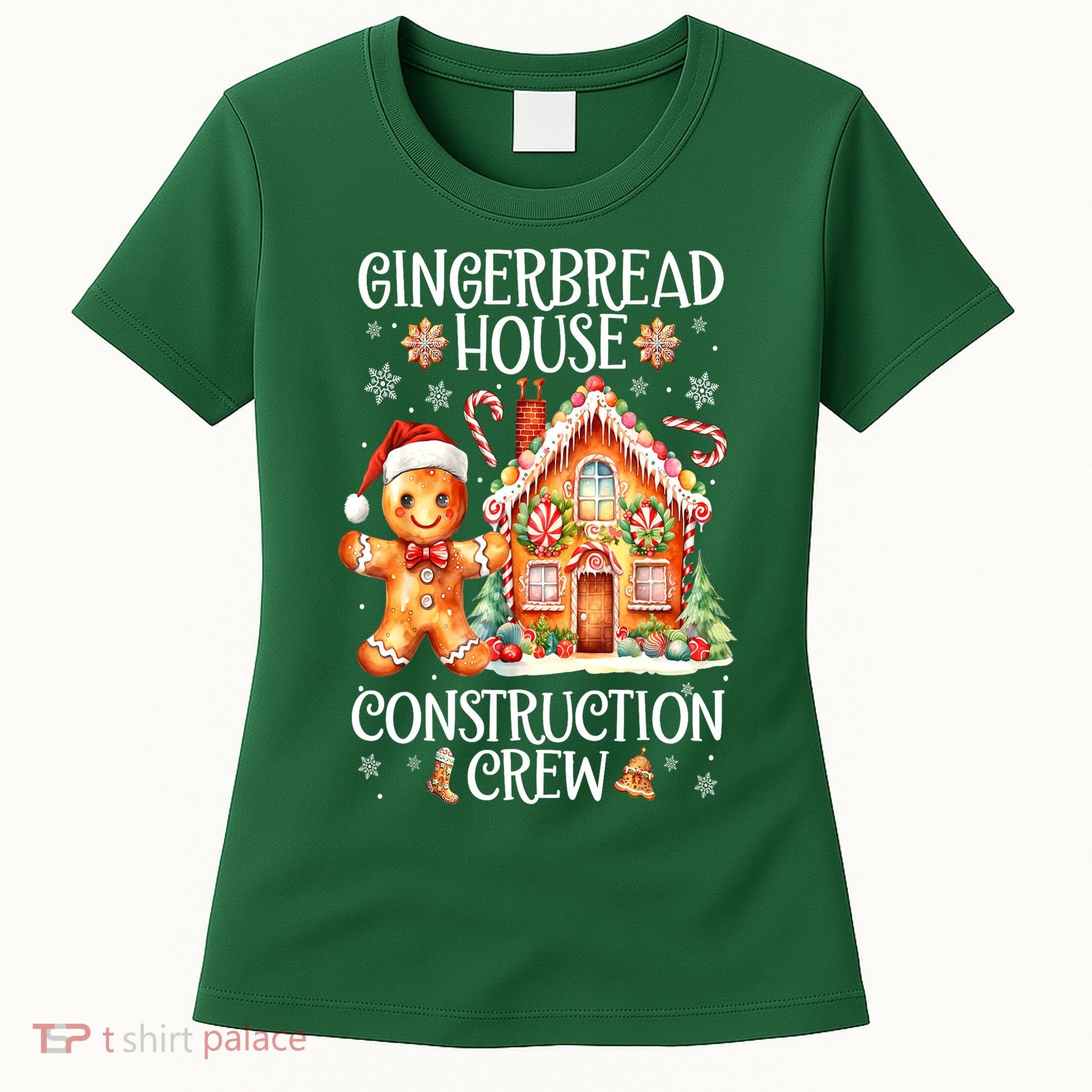 Christmas Gingerbread House Construction Xmas Crew Cookie Baking Gift Women's T-Shirt