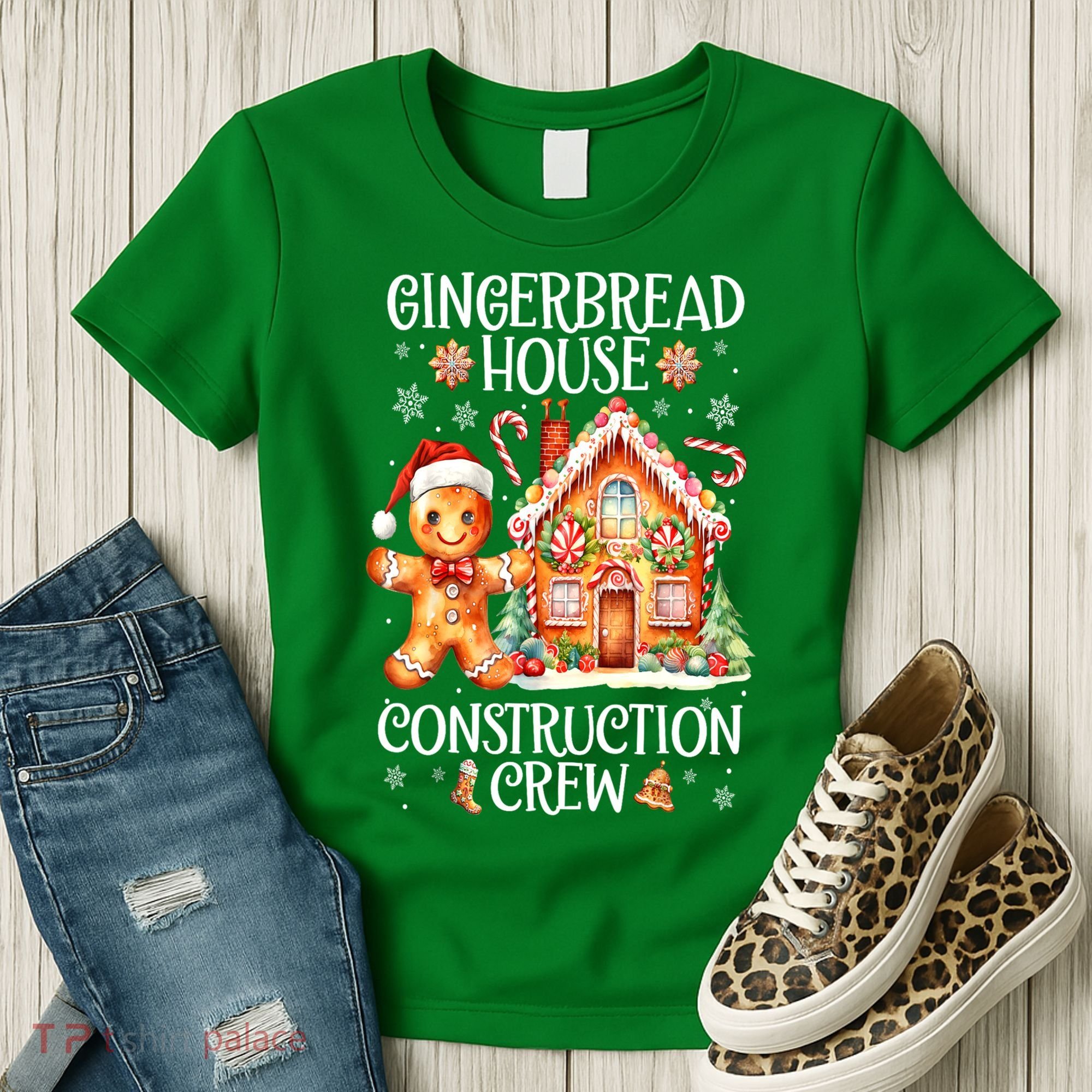 Christmas Gingerbread House Construction Xmas Crew Cookie Baking Gift Women's T-Shirt