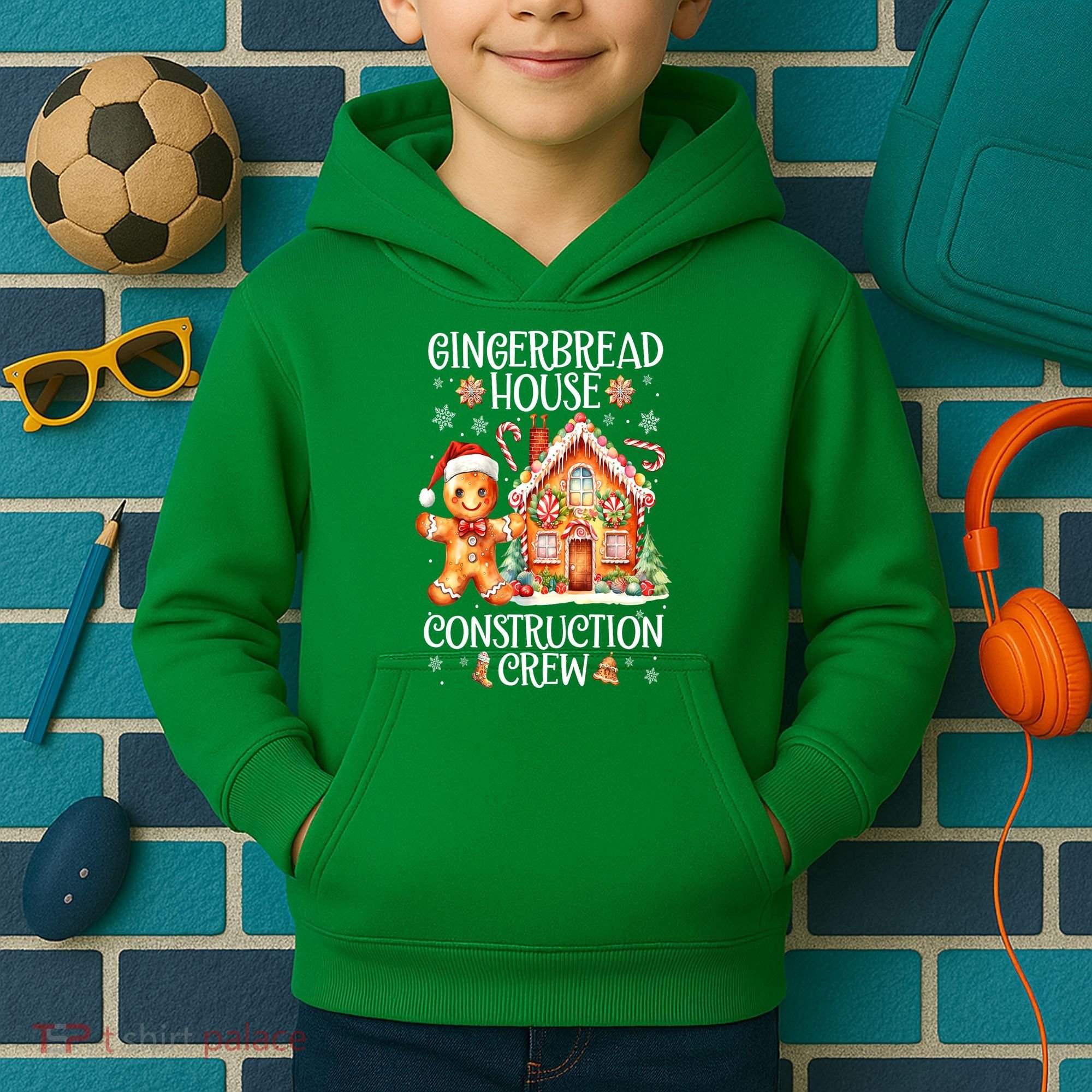 Christmas Gingerbread House Construction Xmas Crew Cookie Baking Gift Kids Hoodie