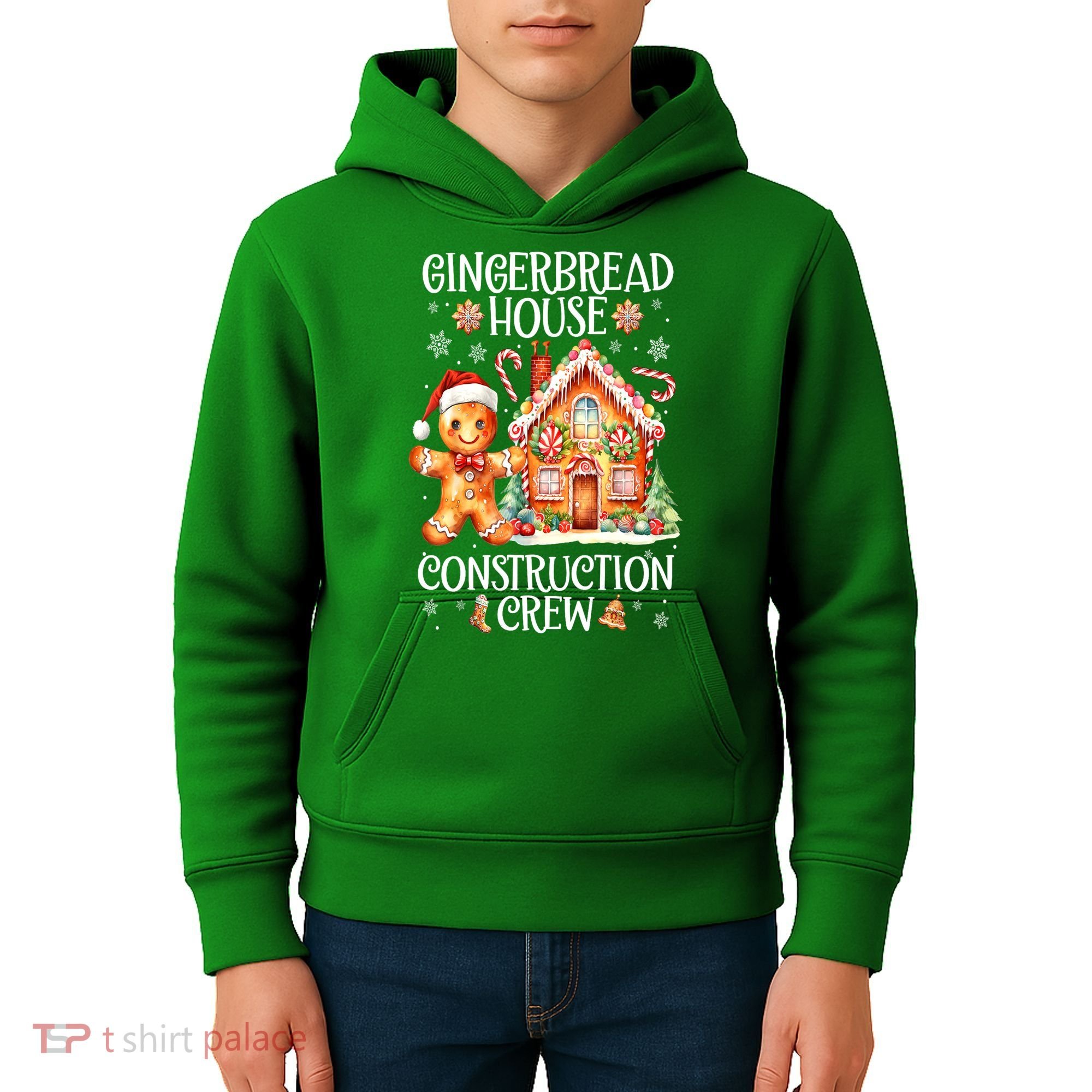 Christmas Gingerbread House Construction Xmas Crew Cookie Baking Gift Kids Hoodie