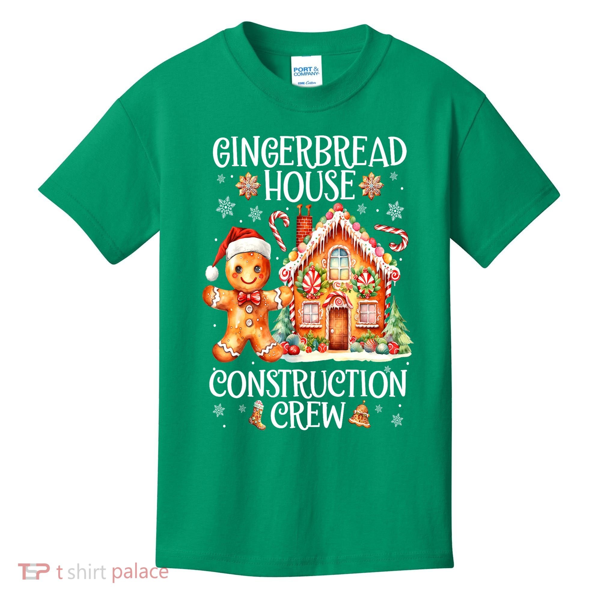 Christmas Gingerbread House Construction Xmas Crew Cookie Baking Gift Kids T-Shirt