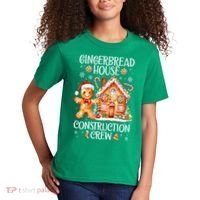 Christmas Gingerbread House Construction Xmas Crew Cookie Baking Gift Kids T-Shirt thumb 2
