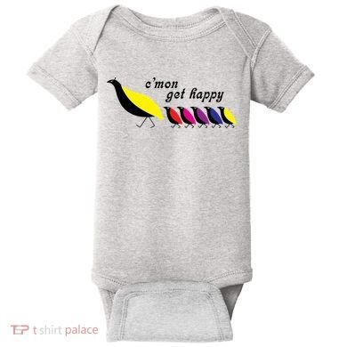 CMon Get Happy Vintage Retro Baby Bodysuit