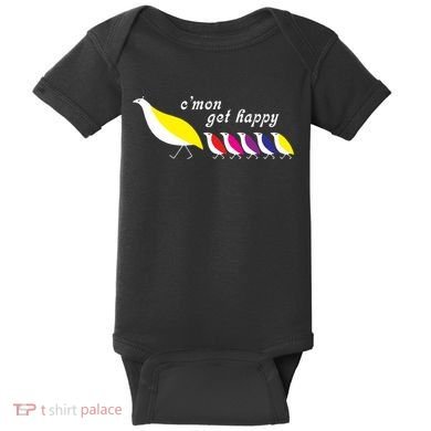 Cmon Get Happy Bird Vintage Retro Baby Bodysuit