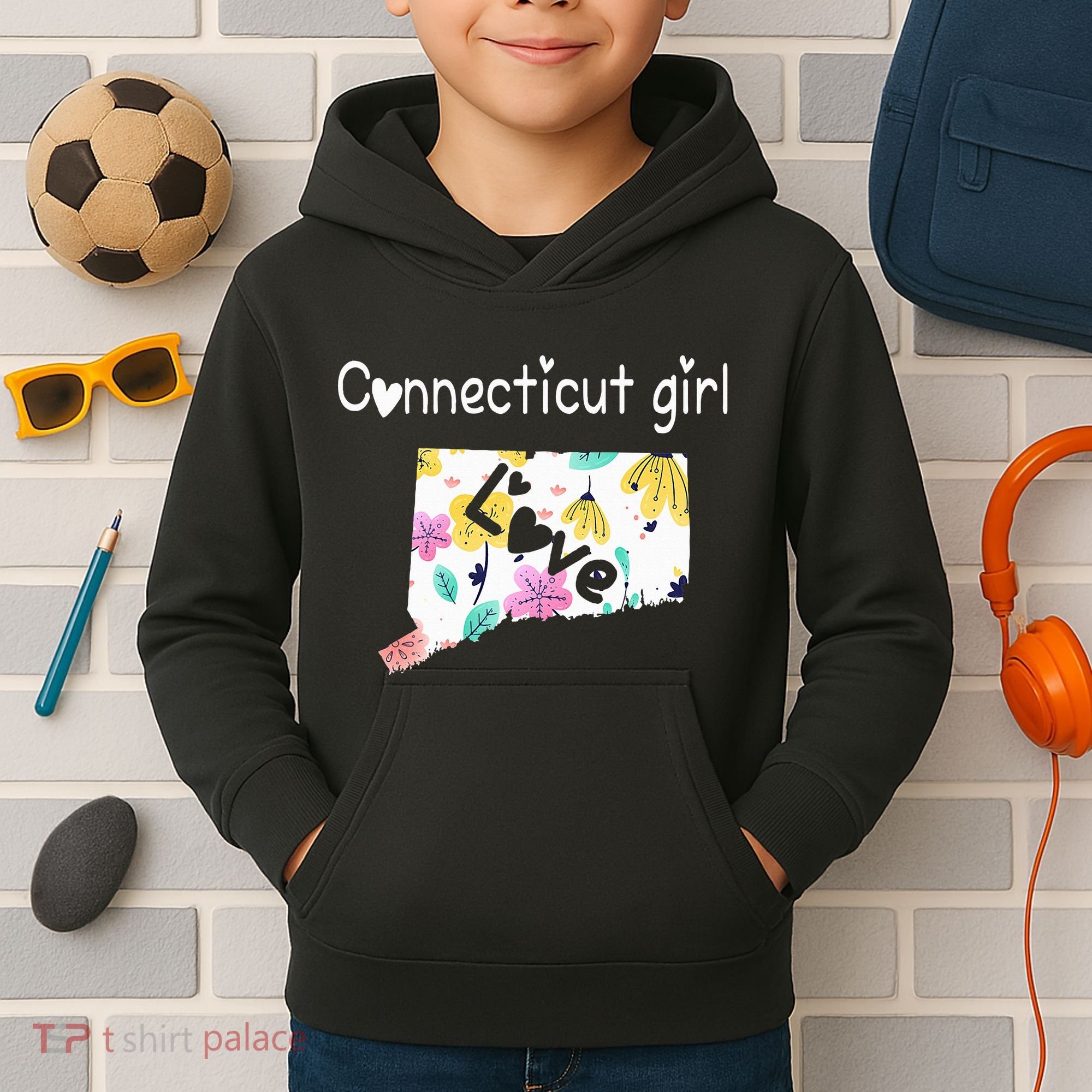 Connecticut Girl I Love Connecticut Home Kids Hoodie