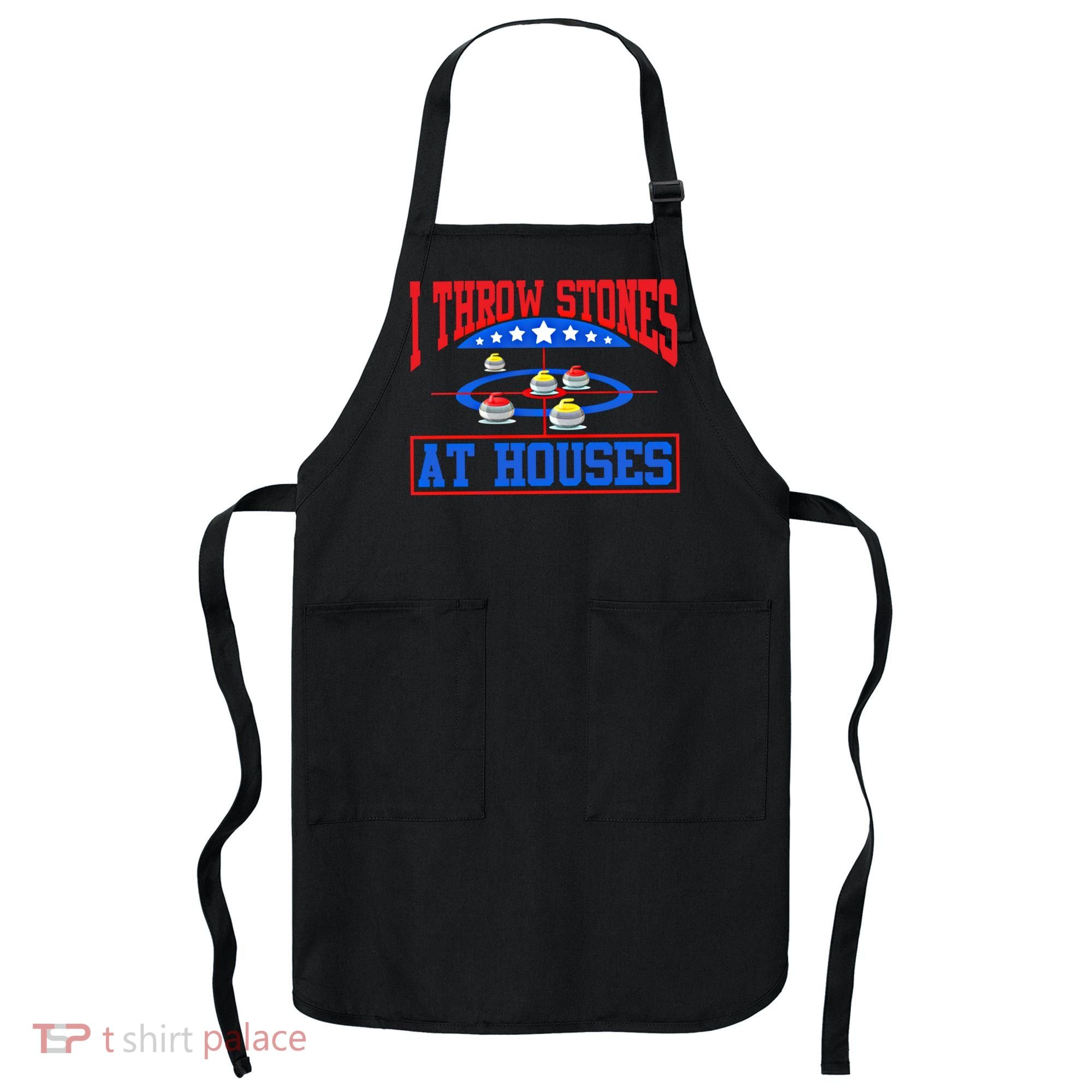 Curling Game I Throw Stones At Houses Curler Curling Great Gift Apron