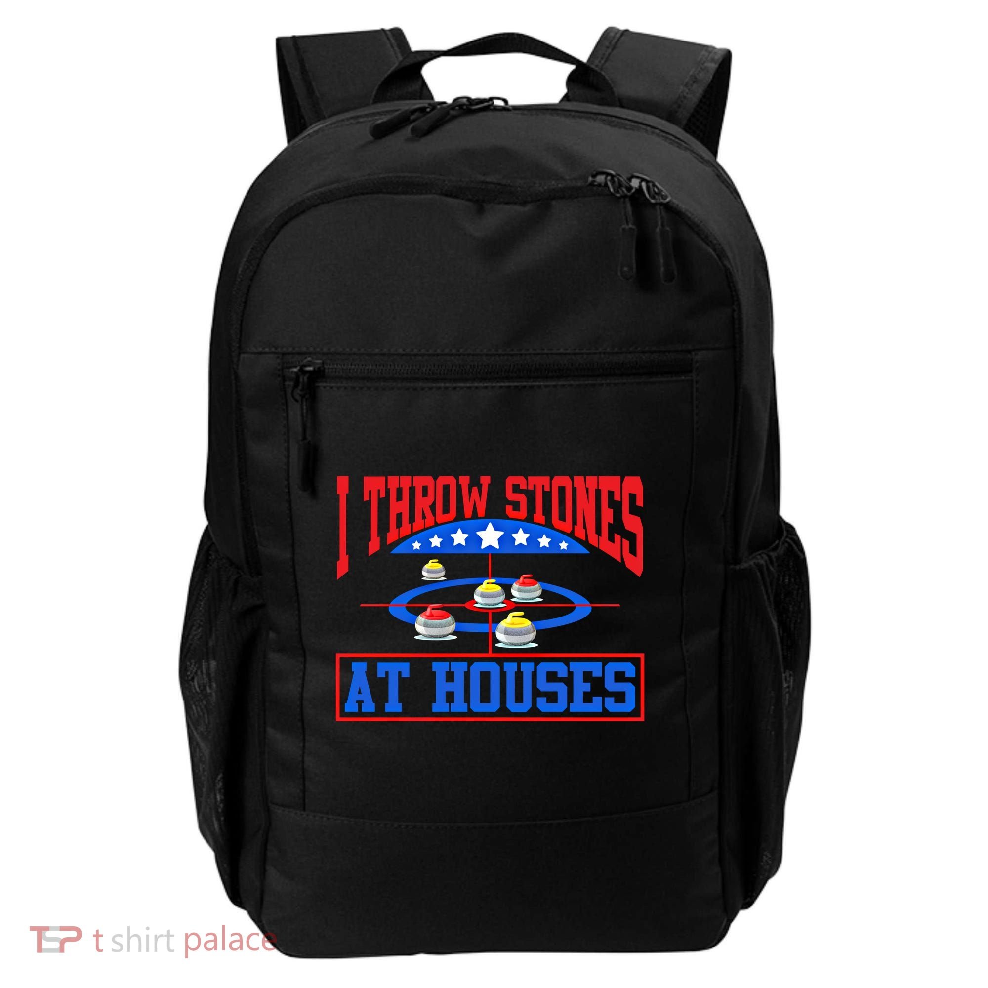 Curling Game I Throw Stones At Houses Curler Curling Great Gift Backpack